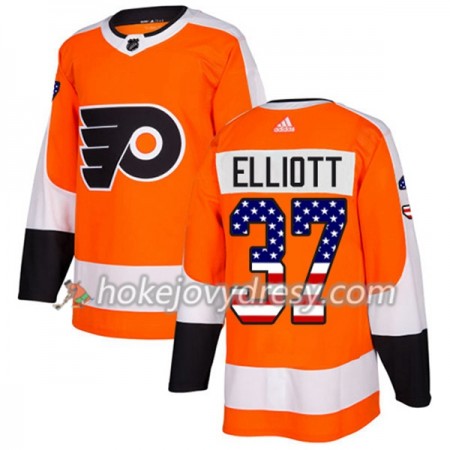 Pánské Hokejový Dres Philadelphia Flyers Brian Elliott 37 2017-2018 USA Flag Fashion Oranžová Adidas Authentic